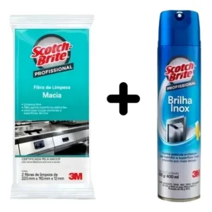 Brilha Inox Limp. Profissional + Scoth Brite Fibra Macia 3m
