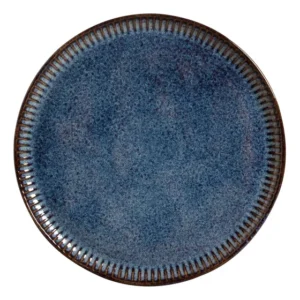Prato Raso Porto Brasil Cerâmica Grés Azul Ø27,5cm Kit 6 Unidades