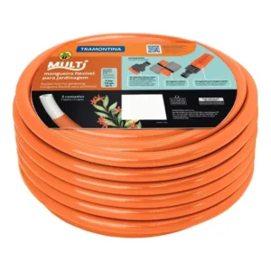 Mangueira Multi 1/2" em PVC 3 Camadas 30m com Engates Rápidos e Esguicho Laranja Tramontina