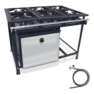 Fogão Profissional Alta Pressão A Gás 6 Bocas C/ Forno 60 L* Cinza-escuro Botijão - Alta Pressão