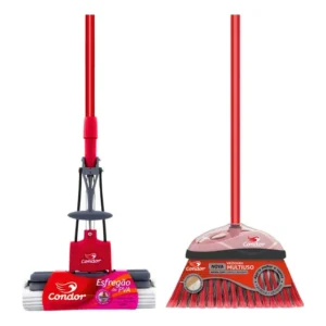 Kit 1 Rodo Mop Esfrega Piso 1 Vassoura Varre Fácil Condor