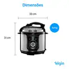 Panela De Pressão Elétrica Elgin Ppr 4 Litros 840w Inox 220v Prateado/preto 220v - Imagem 2