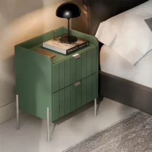 Mesa De Cabeceira Pequena Laqueada Quarto Casal 100% Mdf Fosco Fendi/champanhe