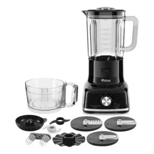 Multiprocessador Copo De Vidro 1700w Batedeira Philco Preto 110v
