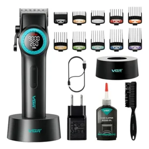Máquina De Cortar Cabelo Profissional Vgr 001 Para Homens, I Black