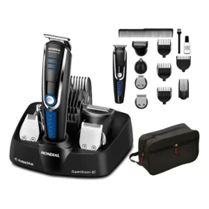 Máquina Corta Cabelo Barba Sem Fio Mundial + Bolsa De Viagem Preto/azul Bivolt