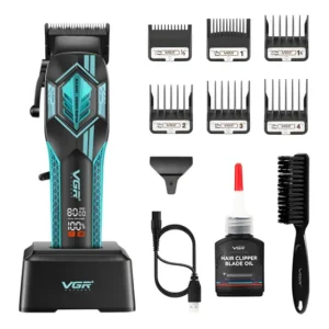 Máquina Corta Cabelo Profissional Vgr V-119 Motor Bldc 8000 Verde 5v
