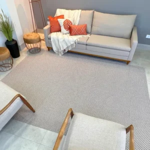 Tapete Sala 3x2 Dubai Antiderrapante Fácil De Limpar Comprimento 3 M Cor Palha Desenho Do Tecido Quadradinho Largura 2 M
