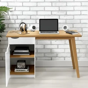 Mesa Computador Notebook Home Oficce Escritório Prism Cor Branco / Cumaru