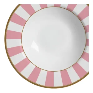 Conjunto com 6 Pratos Fundos Stripe Rosa 25 cm Alleanza