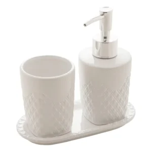 Lyor Kit Banheiro Lavabo 3 Peças Summit Branco Lyor com tampa prata