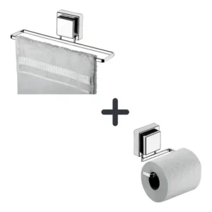 Porta Papel Higiênico + Porta Toalha Lavabo Ventosa Vácuo
