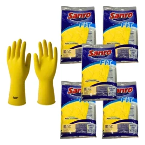 Kit 5 Prs Luva De Latex Forrada Para Lavar Louça Limpeza Ca