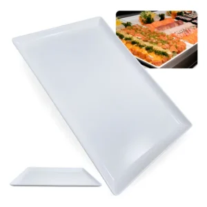 Travessa Retangular Melamina 35cm Branca Culinária Japonesa Bestfer