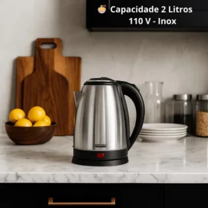 Chaleira Elétrica Startools Inox 1000W 2L Preto com Desligamento Automático 110 V