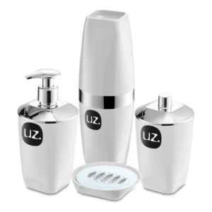 Kit Higiene Uz 4 Peças Banheiro Porta Escova E Saboneteira