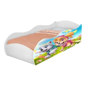 Cama Carro Meninas Imagens 100% Mdf C/ Colchão Ortobom Branco Skye