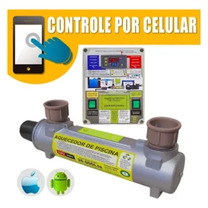 Aquecedor Piscina Fibra 20000lt Inox Auto+ App Celular 220v. 380v