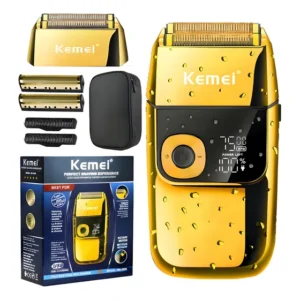 Maquina Shaver Aparador Elétrico Portátil Kemei 2028 Cor Dourado