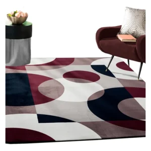 Tapete Carpete Flannel 2x1,50 Veludo Estampas Modernas Bordo Circulos