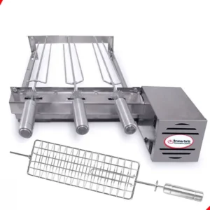 Brasa Grill Inox Bivolt: 3 Espetos + Grelha Giratória Cor Direito