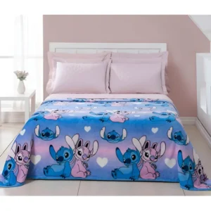 Cobertor Manta Soft Casal Queen Stitch Infantil Estampado Cor Stitch E Angel Desenho Do Tecido Estampada