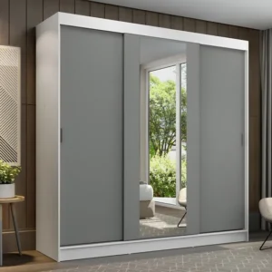 Guarda-roupa Casal Madesa Reno 3 Portas De Correr Esp Bci Cor Branco/Cinza 1095H91E