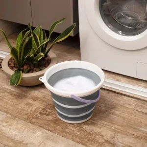 Balde Dobrável De Silicone 10l Salva Espaço Leve Limpeza Top Branco