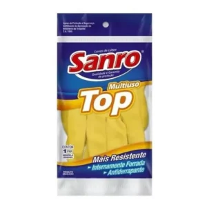Kit 3 Pares Luva De Borracha Latex Sanro Top Amarela 7 M