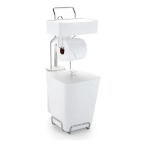 Suporte Para Papel Higiênico, Lenço Umedecido Com Lixeira E Escova Sanitária Incluídos 5 Em 1 - Arthi Branco