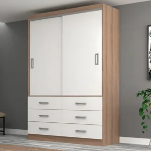 Guarda Roupa Casal 2 Portas De Correr 6 Gavetas Veneza Wt