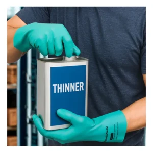 6 Pr Luva Nitrílica Verde Resistente Thinner Solvente Verniz