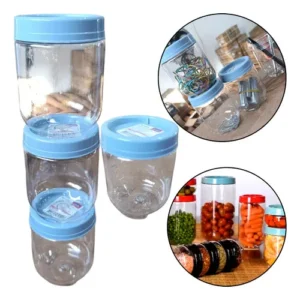 4 Potes Organizadores Gire Trave 380ml Azul Claro Plasútil