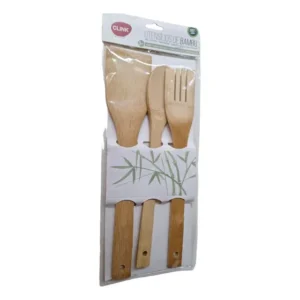 Jogo De Utensílios De Bambu Com3 Peças Espátula/colher/garfo Bege