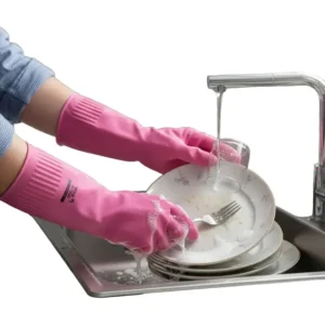Luva Látex Ranhurada Rosa Lava Louça Limpeza Premium Top