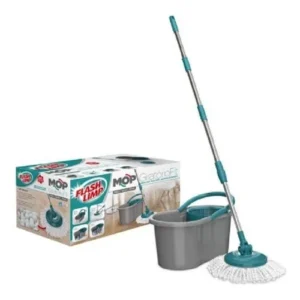 Mop Flash Limp Mop Giratório Fit com balde centrífuga Cinza-escuro