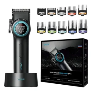 Máquina de cortar cabelo de barbeiro profissional Vgr V-001 9000 Rpm, cor preta