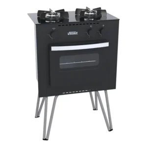 Fogao 2 Bocas Venax Mini Cook Preto Fosco Gas GLP