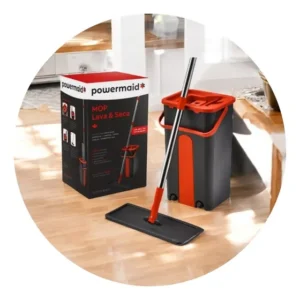 Flat Mop Rodo Mágico Lava E Seca Com Balde E 1 Refil Cor Preto
