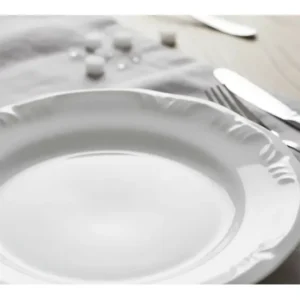 Jogo 6 Pratos Sobremesa Porcelana Delicada Com Relevo