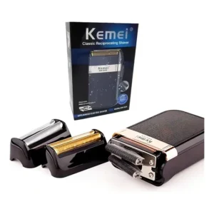 Barbeador Elétrico Kemei KM-2024 Portátil Recarregável Bivolt Duas Lâminas