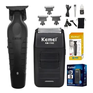 Kit Kemei Máquina de Corte KM-2299 e Acabamento KM-1102 Bivolt