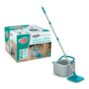 Balde Esfregão Mop Giratório Água Limpa 3l Refil Microfibra Verde