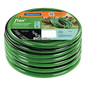 Mangueira Flex para Jardim Tramontina Verde com Faixa Preta em PVC 4 Camadas 50m