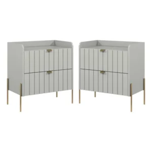 Kit Mesa Cabeceira Grande 60cm Pé Dourado Laca Mdf Luxuosa
