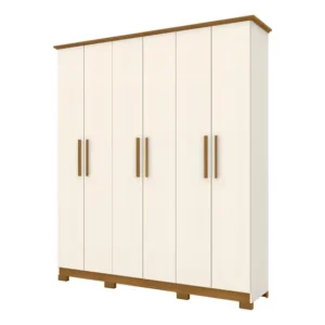 Guarda Roupa Solteiro 6 Portas Cover Off White/nature - Henn