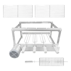 Grill Elétrico Giratório Inox 4 Espetos + 3 Grelhas Cúbico