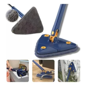 Mop De Limpeza Esfregão Giratório 360 Multiuso Triangular Azul