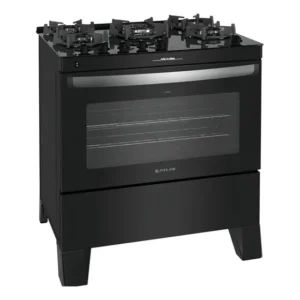 Fogão 5 Bocas Atlas Agile Up Preto Com Mesa De Vidro