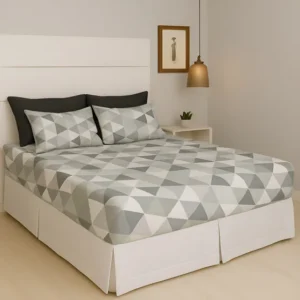 Jogo De Lençol Cama Queen Size 3 Peças Box Estampado Com Elástico Malha 100% Algodão Cozzilar Toque Macio Hotel Pousada Modelo 9